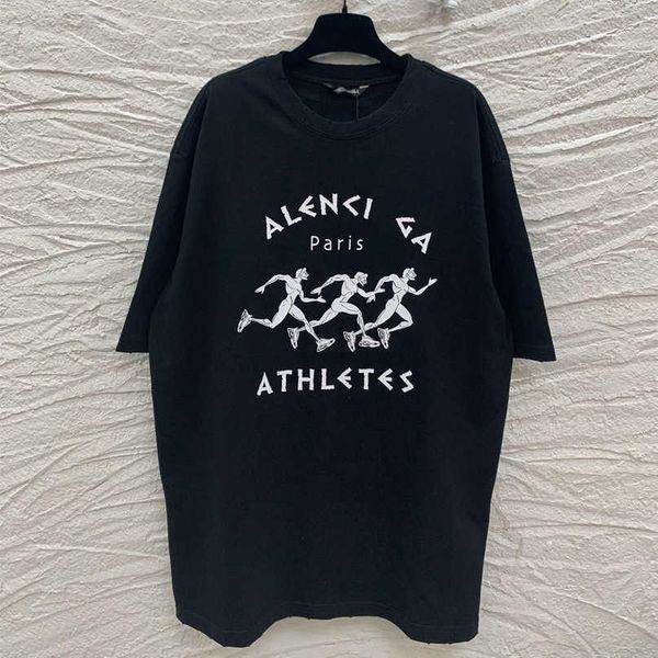

designer new women t shirt high edition summer family competitive marathon running print os loose fit sleeve t-shirt, White;black