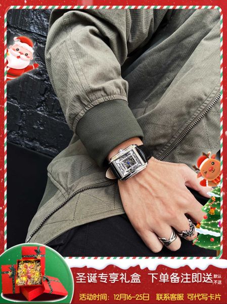 

luxury milles richards wormhole concept mechanical watch men's fashion square watch men's ten counter miller watch men's styl, Slivery;black