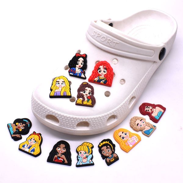 

anime charms girl wholesale childhood memories princesses funny gift cartoon charms shoe accessories pvc decoration buckle soft rubber clog, Blue