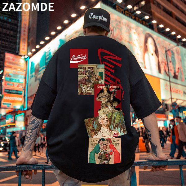 

men's t-shirts zazomde cotton t-shirt cool super large gothic street hip hop summer harajuku loose 230410, White;black