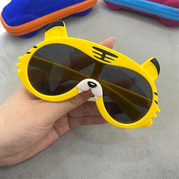 

tiger polarized kids sunglasses male and female baby silicone sun glasses kid, Blue