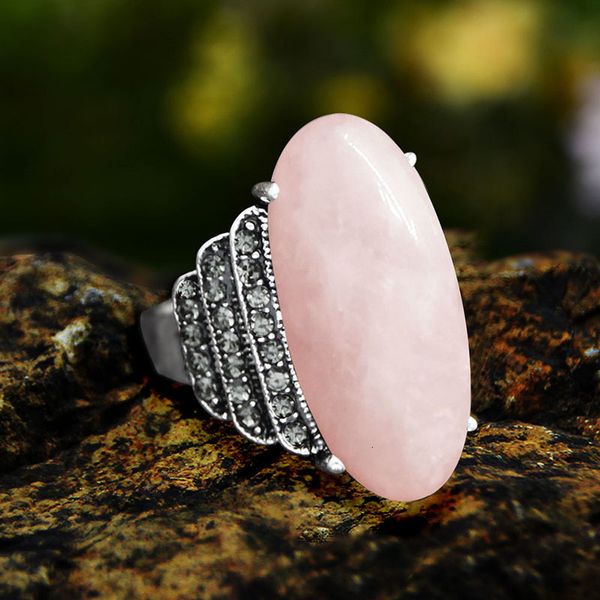 

band rings vintage natural eye shape quartz lapis lazuli for women real antique silver plated stone unakite ring 230410