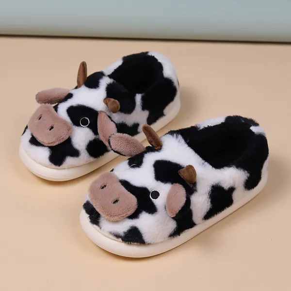 

designer fluffy tasman slipper high quality Flat Thick Bottom Wedge Womens Slippers Rubber Shoes Platform cute cartoon cow slippers, Black