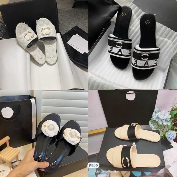 

slippers paris women's sandals summer soft bottom fashion versatile channel shoes women's 2022 designer slide rubber flip-flops, Black