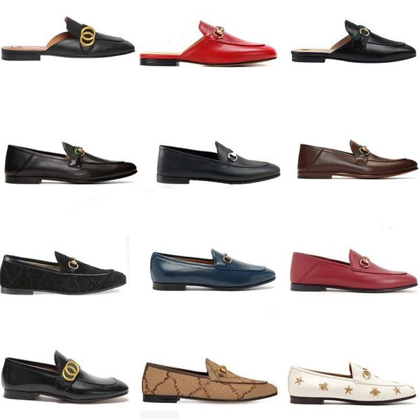 

classic women flat dress shoes 100% cowhide men designer shoe metal buckle leather sliede casual shoe mules princetown man slipper sikjmk, Black