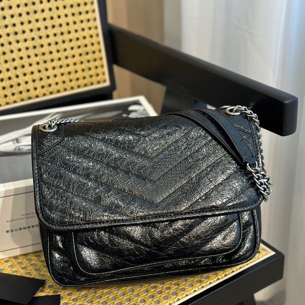 

fashion hobo bag tote luxury genuine leather niki crossbody bags girls popular handbag designer chain evening bag womens shoulder bag black