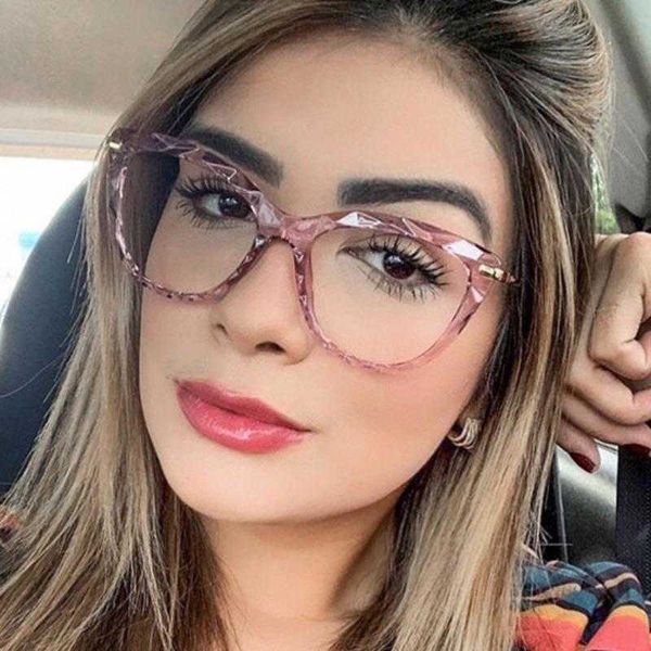 

trendy polygon cut glasses frame light and comfortable candy color way plain
