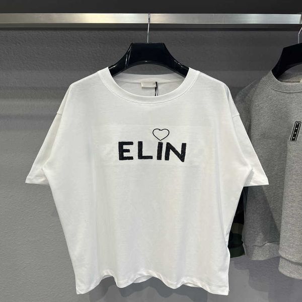 

womens designer t shirt shirt correct version summer sleeve t-shirt with embroidered beads on front letter unisex, White;black