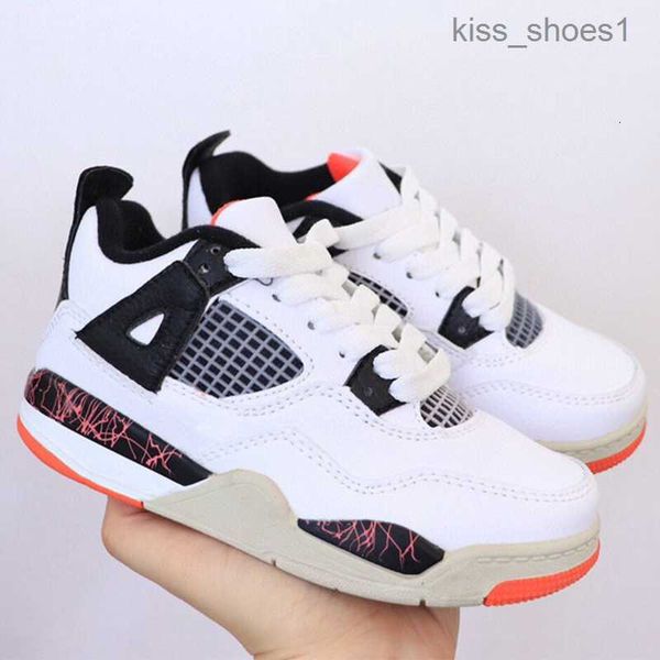 

23new 4s kids basketball shoes chicago 4 infant boy girl sneaker toddlers fashion baby trainers children footwear, Black