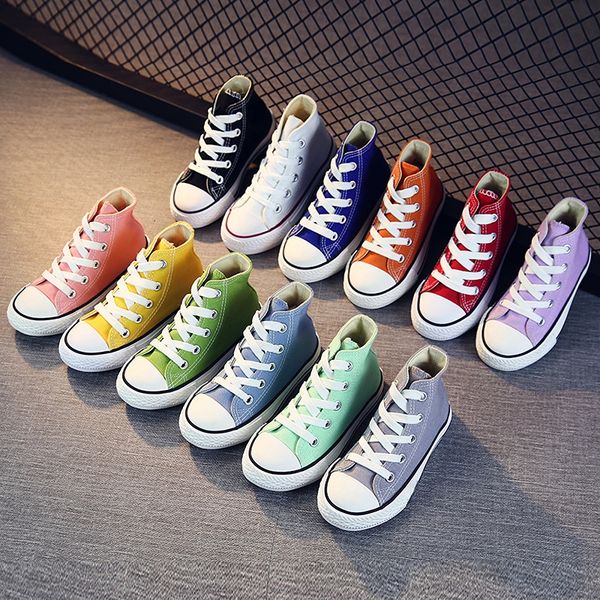 

sneakers high canvas shoes for kids girls boys anti-slip casual sneakers toddler boy shoes candy color skate shoes 230410, Black;red