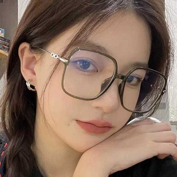 

brown large frame plain glasses ins online influencer fashion metal spectacle