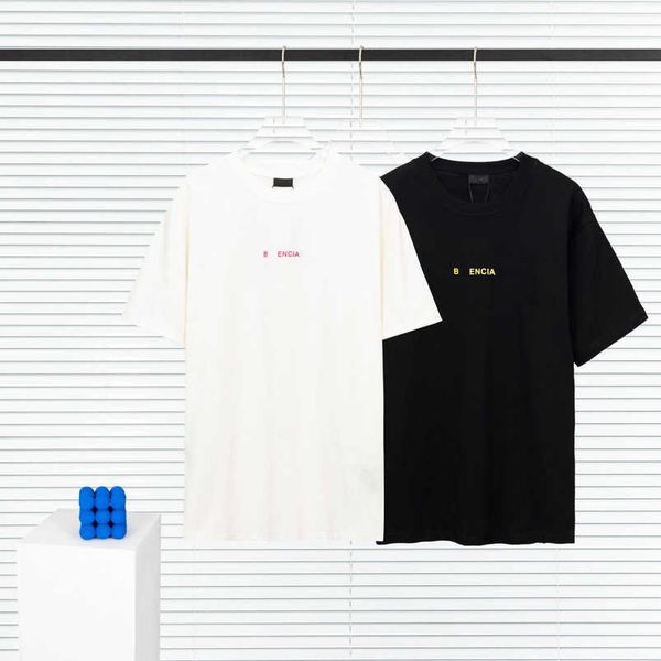 

womens designer t shirt correct 23ss summer family fluorescent print os loose sleeve t-shirt, White