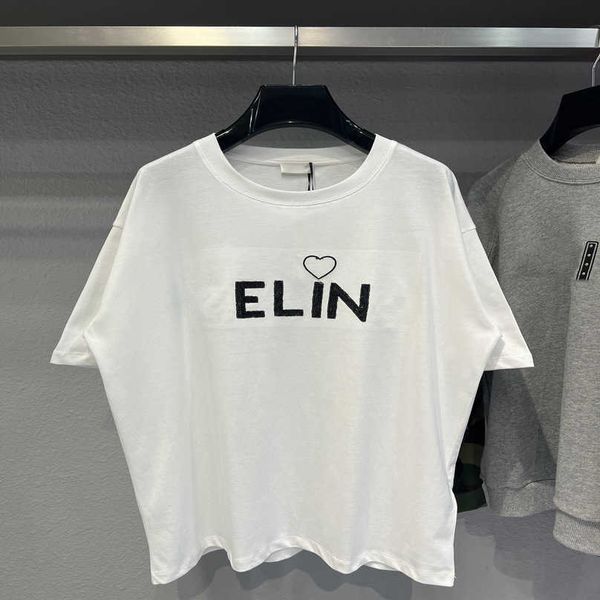 

luxury designer women t shirt shirt correct version high summer sleeve t-shirt with embroidered beads on front letter unisex, White;black
