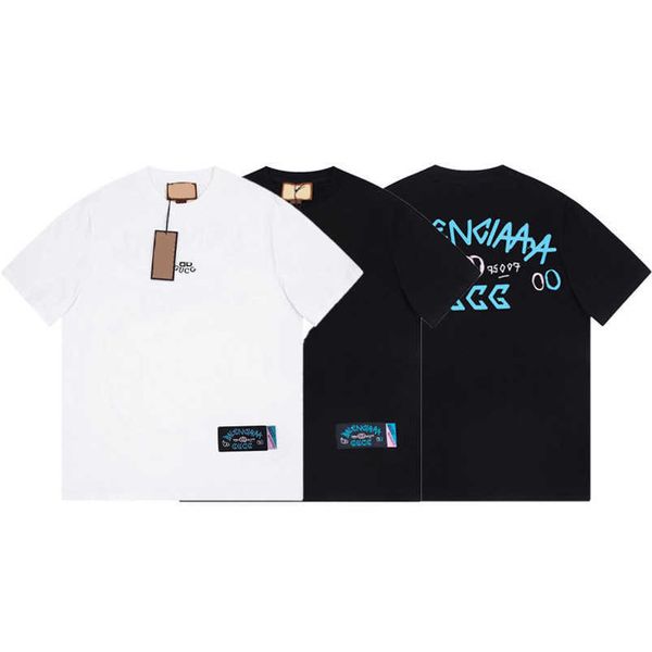 

womens designer t shirt shirt high version family co branded spring/summer letter sleeve t-shirt underlay xxl, White;black