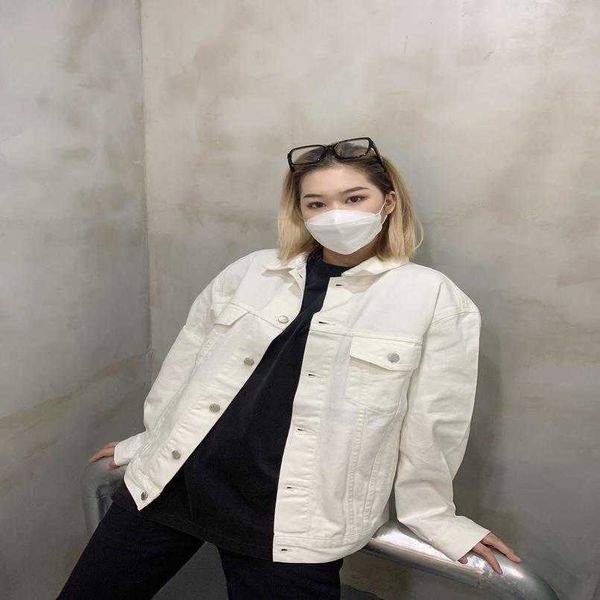 

2023 womens designer t shirt tracksuit shirt back letter embroidery loose fit denim jacket autumn winter, Black;brown