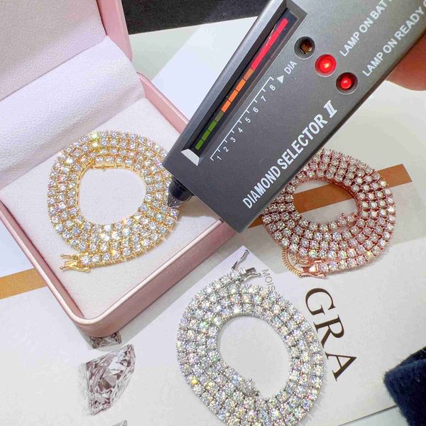 

hip hop jewelry lab diamond 925 sterling silver vvs moissanite 4mm tennis chain