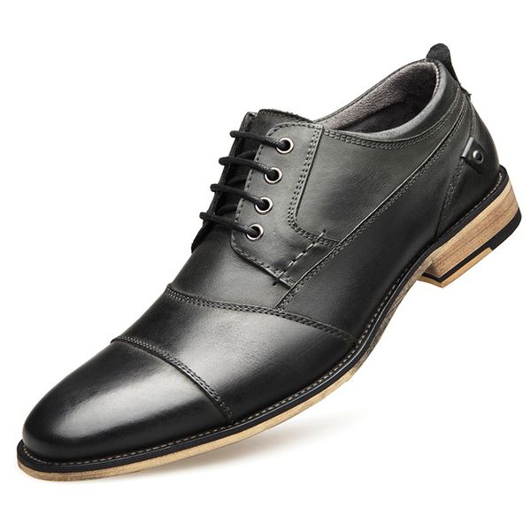 

leather leather leather spring and autumn business casual shoes young men's dress shoes, Black