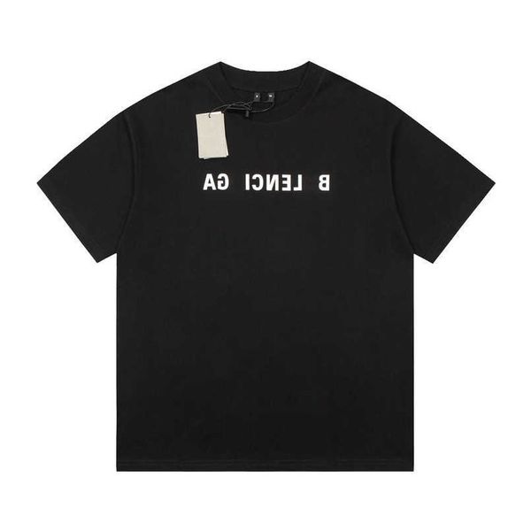 

2023 womens designer t shirt tracksuit shirt high edition 2023 summer family chest reverse letter print loose sleeve t-shirt, White;black