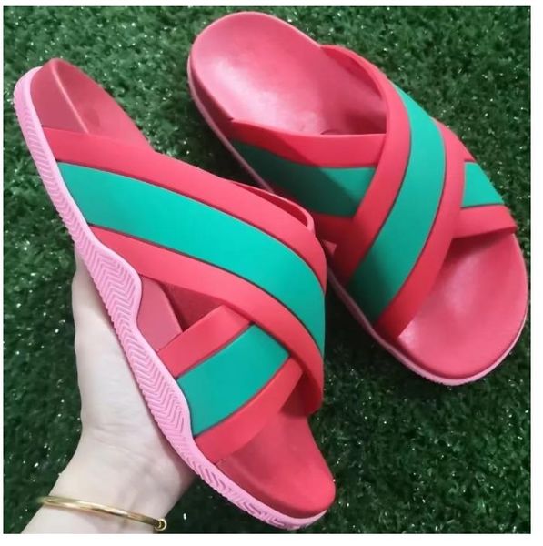 

with box designer slippers mens womens rubber slides color matching beach flats sandal flip flops summer platform outdoor slipper size35-46, Black