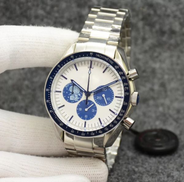 

new men's quartz sport battery watch eyes on the stars limited edition two tone white and blue dial stainless steel professional dive 1, Slivery;brown