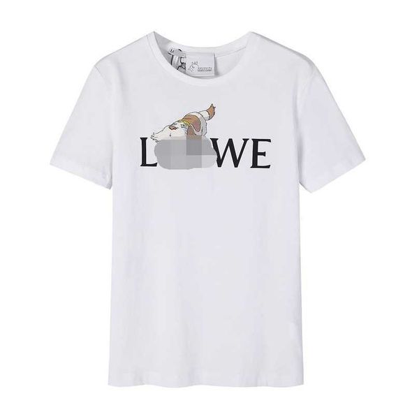 

luxury designer women t shirt shirt loe luojia high 23 hal's mobile castle print crew neck sleeve t-shirt men women, White;black