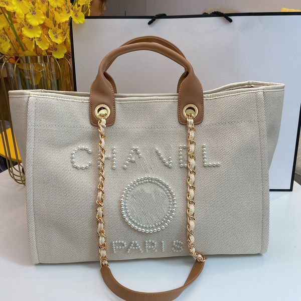 

luxury brand classic ch beach bags canvas pearl evening bag designer portable shopping large capacity handbag women handbags label backpack