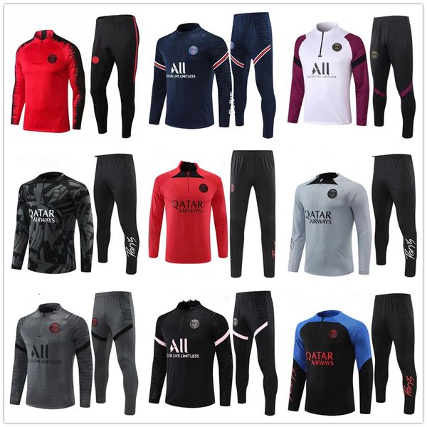 

21 22 23 jordam psgs mbappe soccer jersey tracksuit 18 19 20 retro paris training suit half pull long sleeve sergio ramos verratti icardi ki, Black