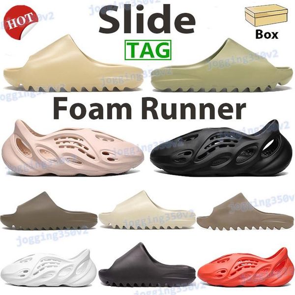 

2021 men women slide shoes slippers desert sand resin earth brown soot foam runner triple black white orange core mens sandals us 2530