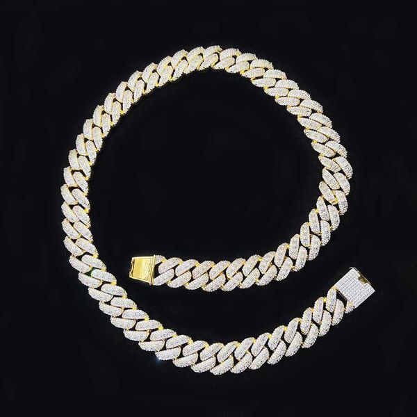

iced out 925 sterling silver men chains necklace diamond vvs one-two rows moissanite cuban link chain