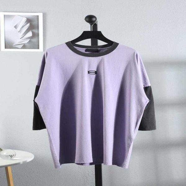 

designer summer women t shirt shirt high edition front medium sleeve t-shirt washed worn broken english letter double ring embroidery, White;black