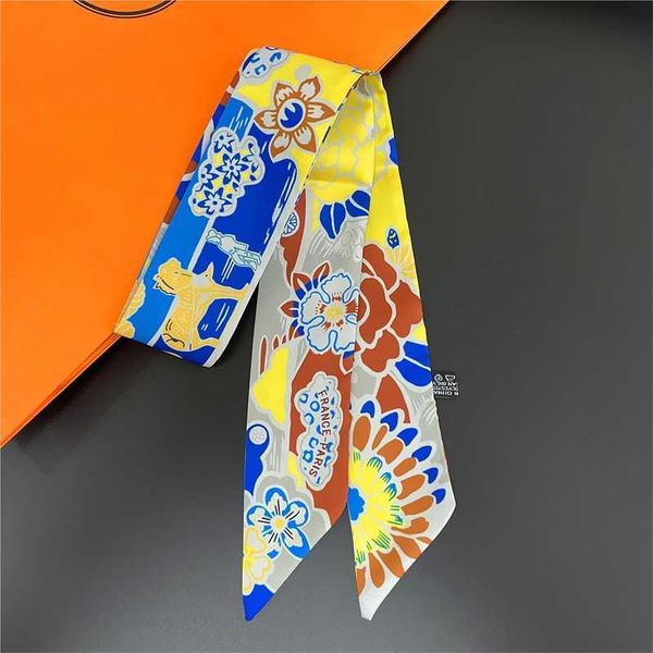 

2023 spring and autumn new silk thin narrow bag scarf binding small long handle high grade, Black;purple