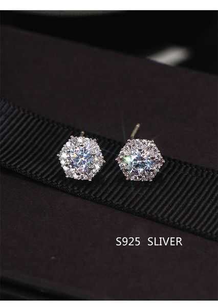 

stud 925 sterling silver heart earrings for 18k rose gold shining crystal ear rings jewelry party 2 a0bh, Golden;silver