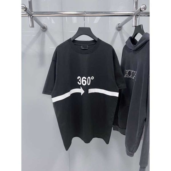 

2023 new women's tshirt shirt house 360 digital white stripe arrow print round neck sleeve t-shirt loose for men women, White;black