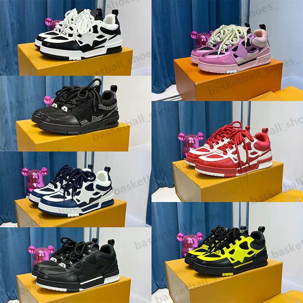 

designer skate casual shoes men women sneakers tpu platform trainers genuine leather sneaker multicolor lace-up shoe size 35-45, Black