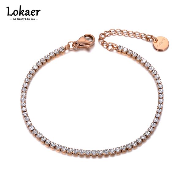 

charm bracelets lokaer sparkling cz crystal necklaces for women girls stainless steel link chain bohemia beach bracelet b19108 230410, Golden;silver