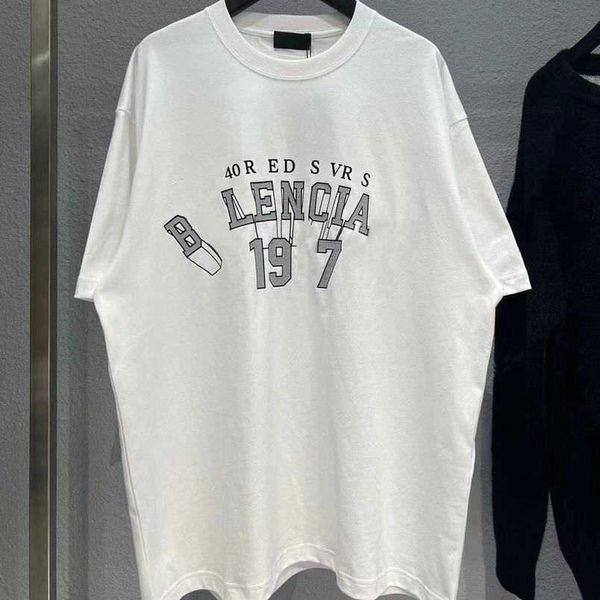 

womens designer t shirt tracksuit shirt version differentiates market personality house printed sleeve loose tee, White;black