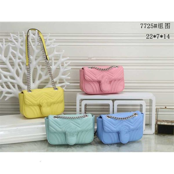 

2023 fashion women's single shoulder messenger makaron chain cover bag-7725