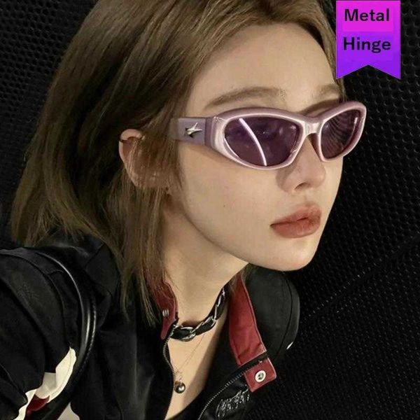 

xingx sunglasses cyberpunk future ins girl sun glasses five pointed star, Blue