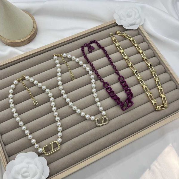 

letter pearl necklace women's diamond full sky star, Black