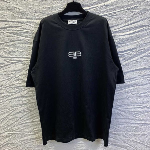 

designer summer women t shirt high edition 2023 summer family double embroidery mesh red loose sleeve t-shirt, White;black