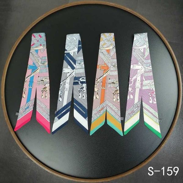

2023 spring/summer new twill silk imitation decoration small ribbon binding bag handle scarf female, Black;purple