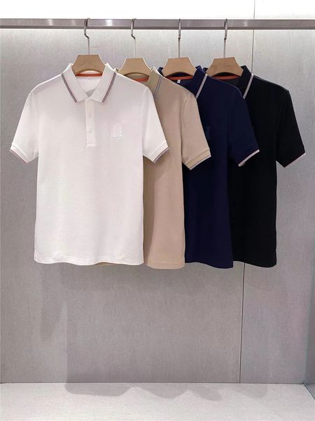 

luxury designer t-shirt cotton clothes business lapel shirt solid color simple t-shirt print breathable pure cotton size m-3xl, White;black