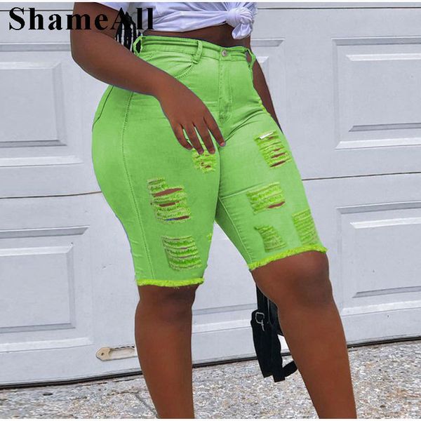 

women s shorts ripped skinny jeans escent destroyed holes stretch leggings short pants denim bermudas baggy torn jeggings 230410, White;black