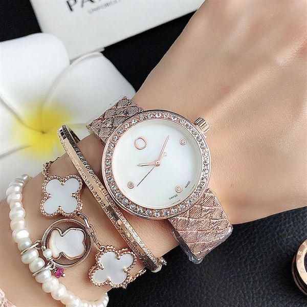 

fashion brand watches women girls crystal style metal steel band quartz wrist watch p72296w, Slivery;brown