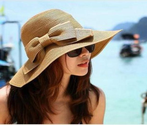 

summer 2014 sun hat for women straw cap beach wide floppy fashion vintage lady039s foldable large brimed bow scxa1774221016, Blue;gray