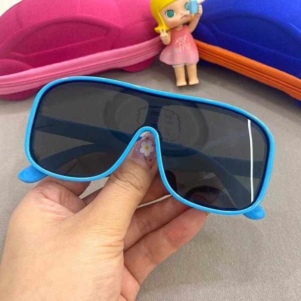 

polarized kids sunglasses boys and girls silicone sun glasses big frame, Blue