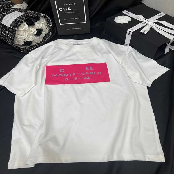 

designer women's clothing 20% off shirt s2023 spring/summer trend casual style print letter round neck sleeve loose t-shirt women, White