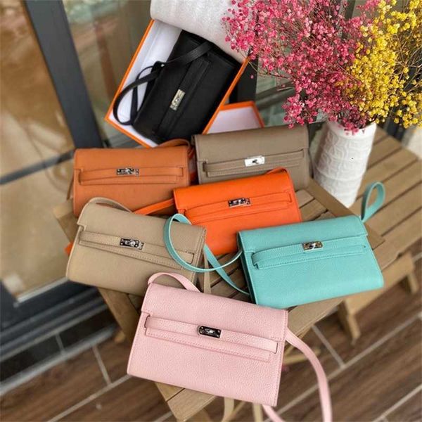 

classic litchi pattern togo cowhide long handbag single shoulder messenger mini mobile phone leisure women's