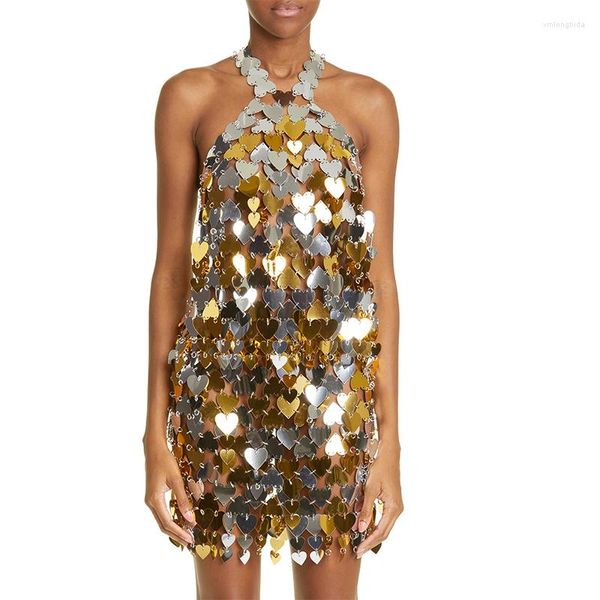 

skirts heart paillette for women embellished mini skirt in gold love shaped mirrored sequin halter neck chainmail, Black