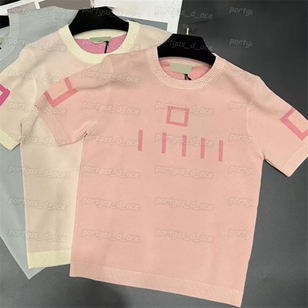 

letters knit women t shirt vintage knitted jummper short sleeve round neck, Black